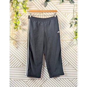 NIKE Women's Cropped Athletic Pants Striped Side Black White Size Small